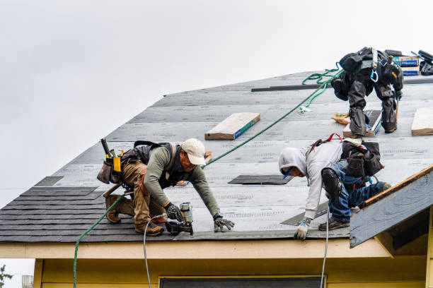 Professional Gutter Installation technician working in Inkster, ND